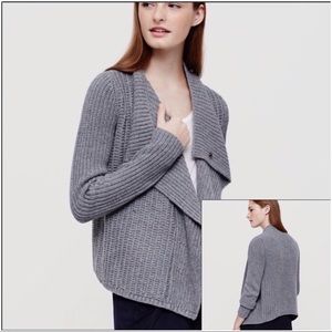 Lou & Grey Chunky Cardigan Sweater Gray Sz M